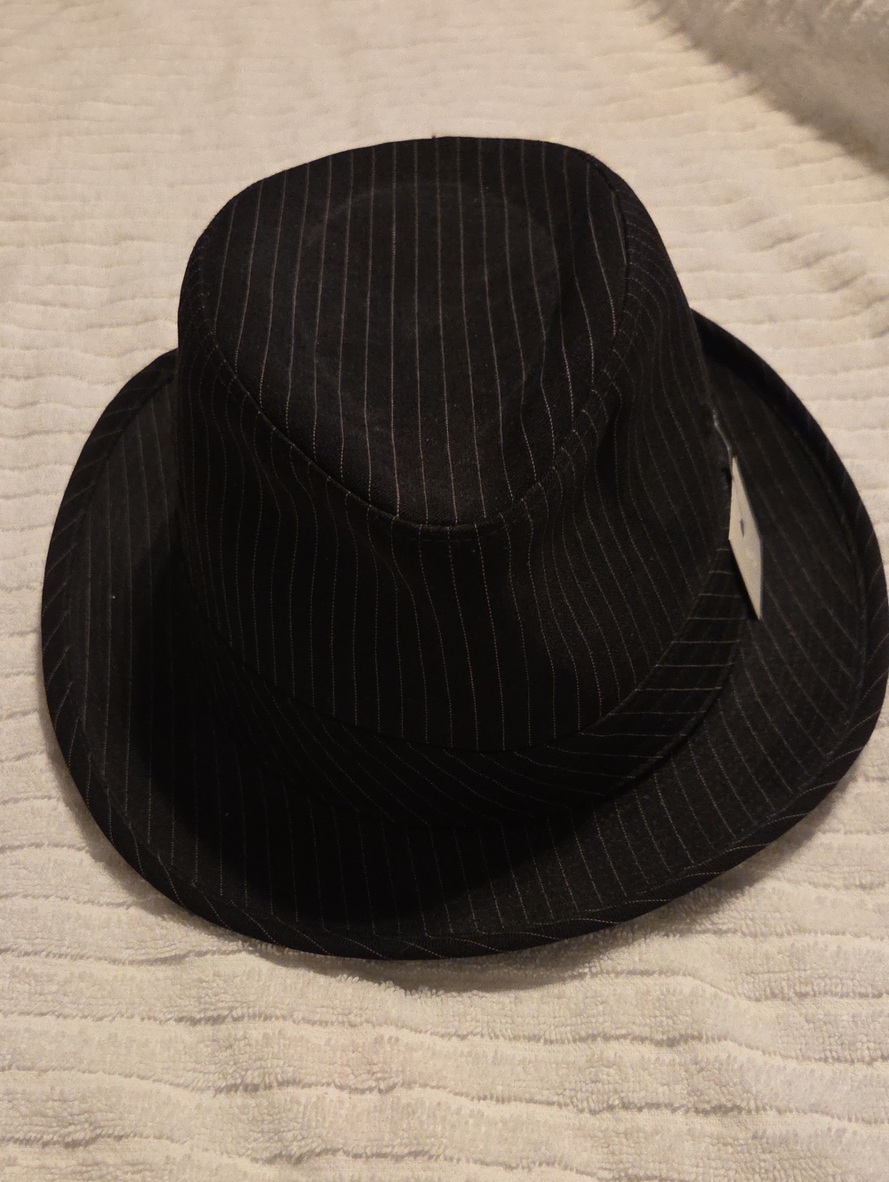 Ganster Black Pinstripe Fedora Hat